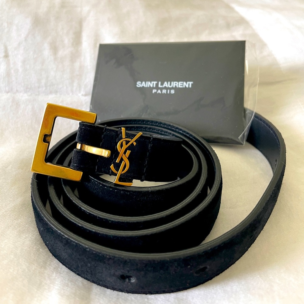 Saint Laurent Monogram Suede Belt